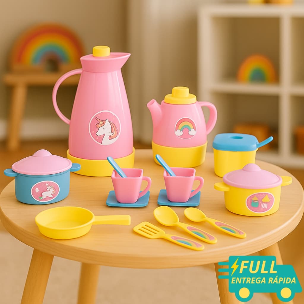Kit Brinquedo Infantil Unika | Hora do Chá, Café e Panelas | Cozinha Completa - Samba Toys