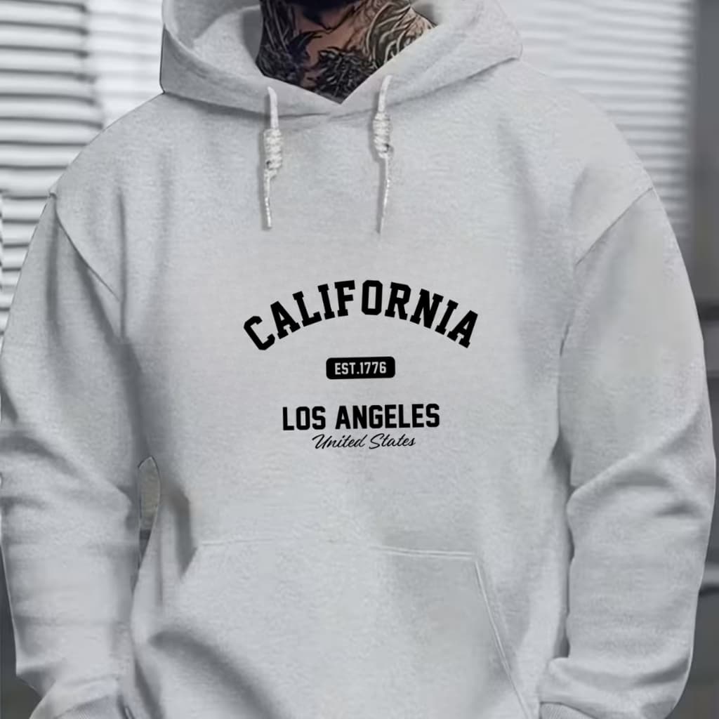 moletom masculino casaco blusa de frio feminina moletom peluciado blusão inverno cinza Califórnia capuz bolso