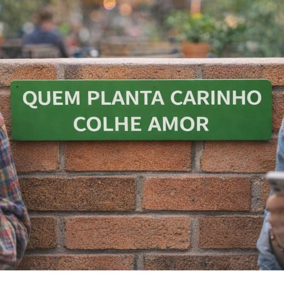 Placa decorativa Planta 20x5cm Plaquinha PLA com frases divertidas Escrita em Relevo Plantar Jardim
