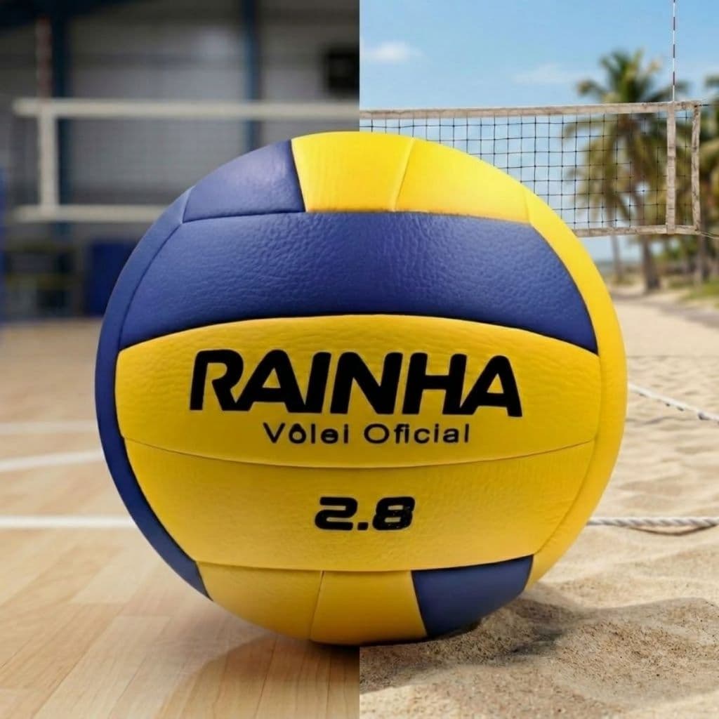 Bola Volei Rainha 2.8 Oficial Amarela Azul Soft Original Quadra Praia