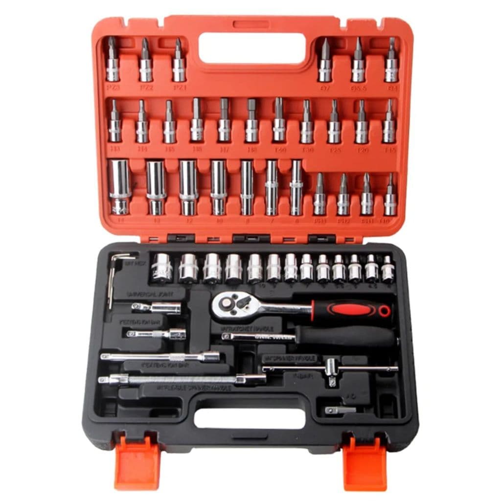 Kit Ferramentas 53 Peças Soquete Sextavado Catraca Chave Maleta Multifuncional Profissional