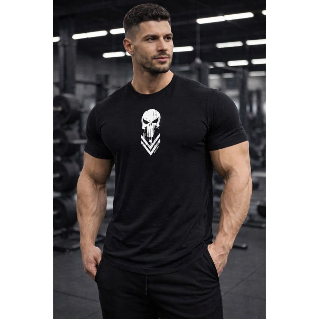 Camisa Masculina Dry Fit com Tecido Leve e Respirável para Treinos Caveira Bope Black Força
