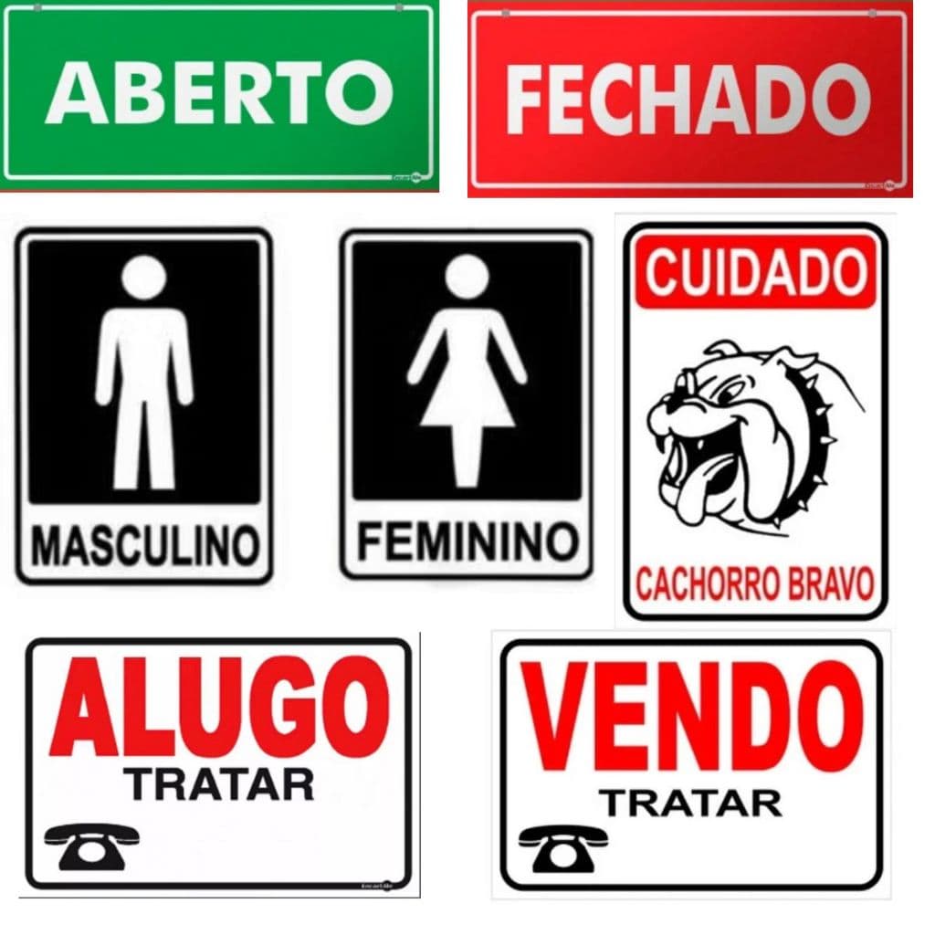 Placa de identificação Banheiro Cuidado Alugo Vendo e Aberto ou Fechado 1Unidade