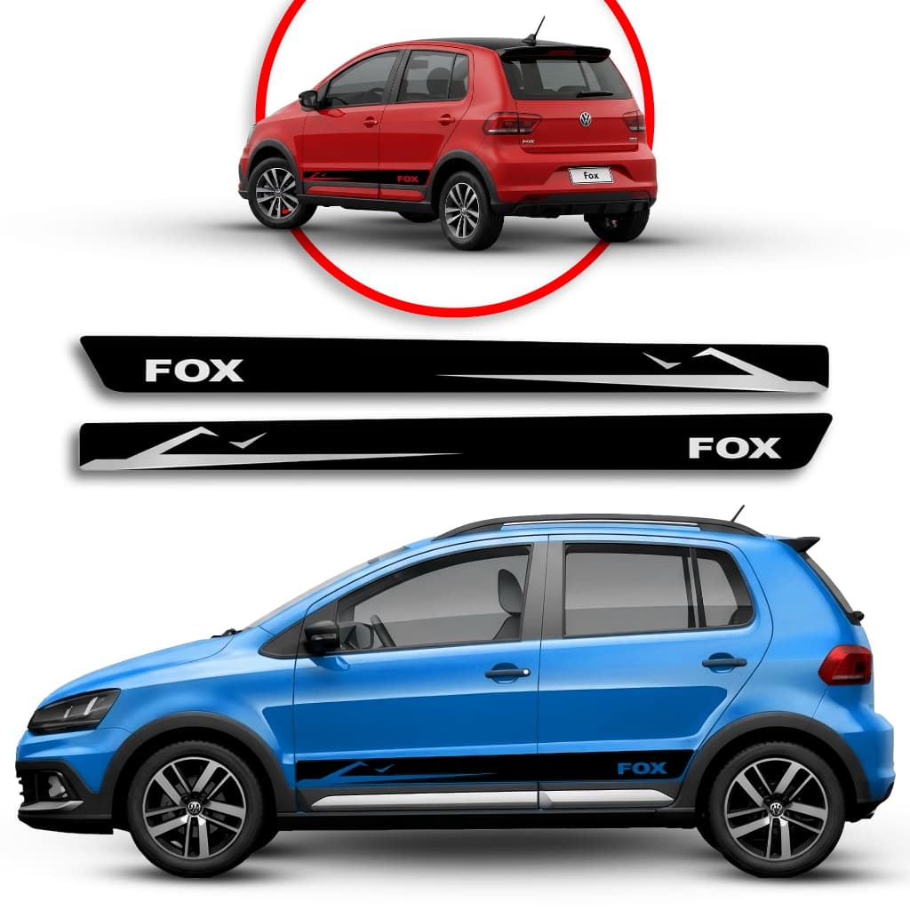 Adesivo Faixa Lateral Fox Vinil Automotivo Par Faixas Porta Alta Durabilidade Externa