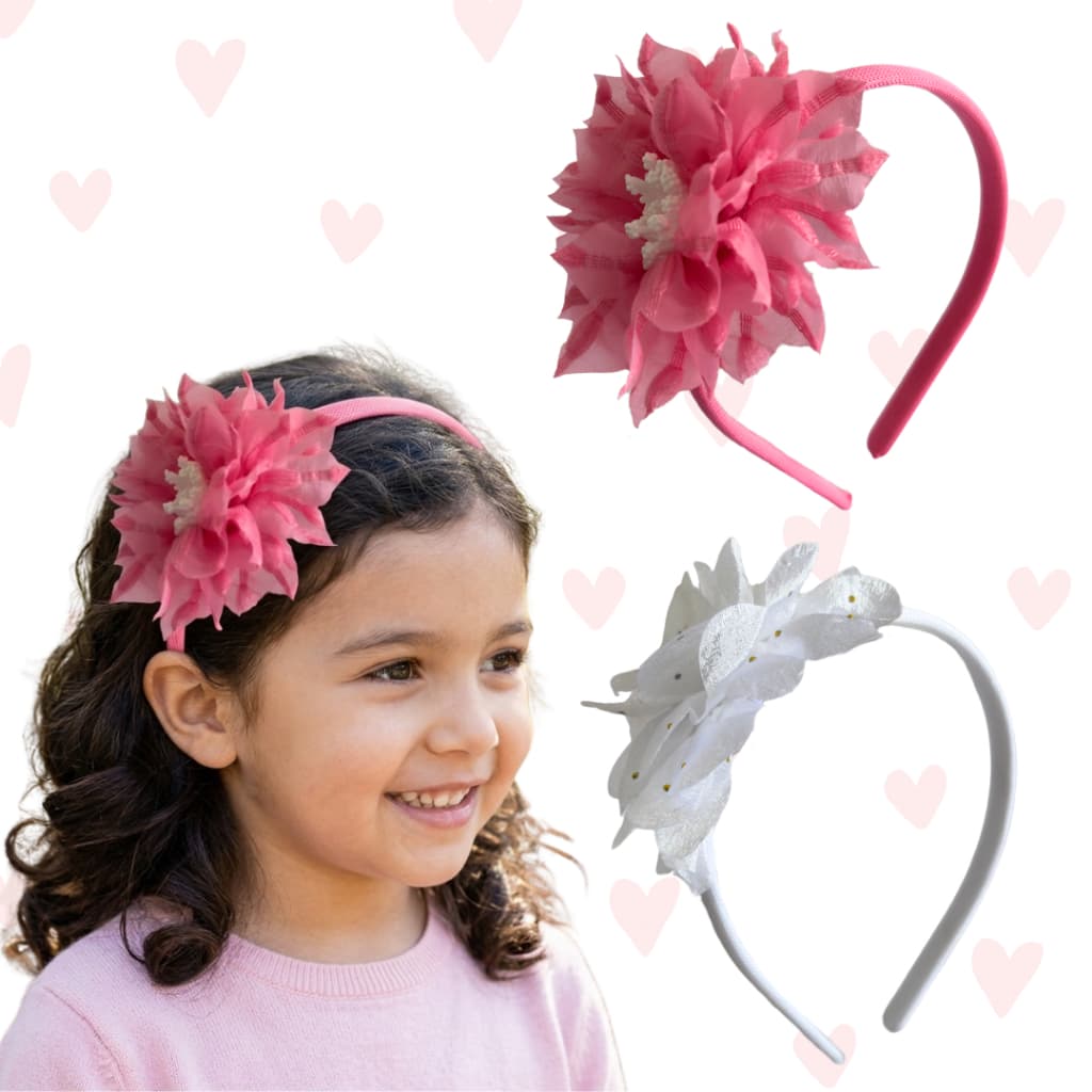 Tiara Infantil Luxo Rosa e Branco Infantil Meninas Fofa