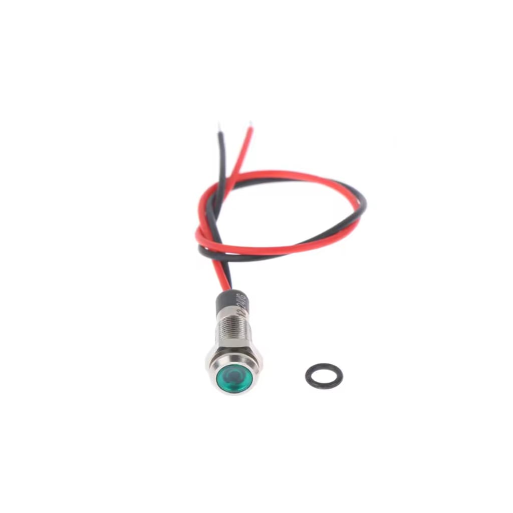 Luz Indicadora LED Verde 6mm Metálico IP67  12V/24V– Ideal para Painéis e Máquinas , sinalizador olho de boi, automoçãoo