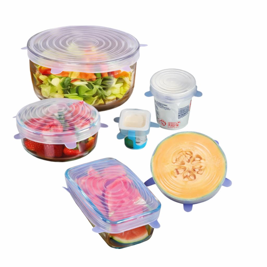 kit Tampa Silicone Ajustável Reutilizável 6un
