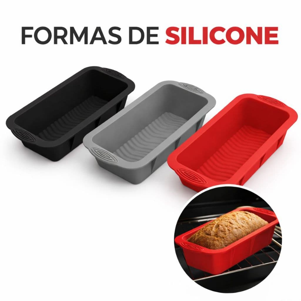 Forma Silicone Retangular 24cm Antiaderente Forno Air Fryer Bolo Pão Caseiro