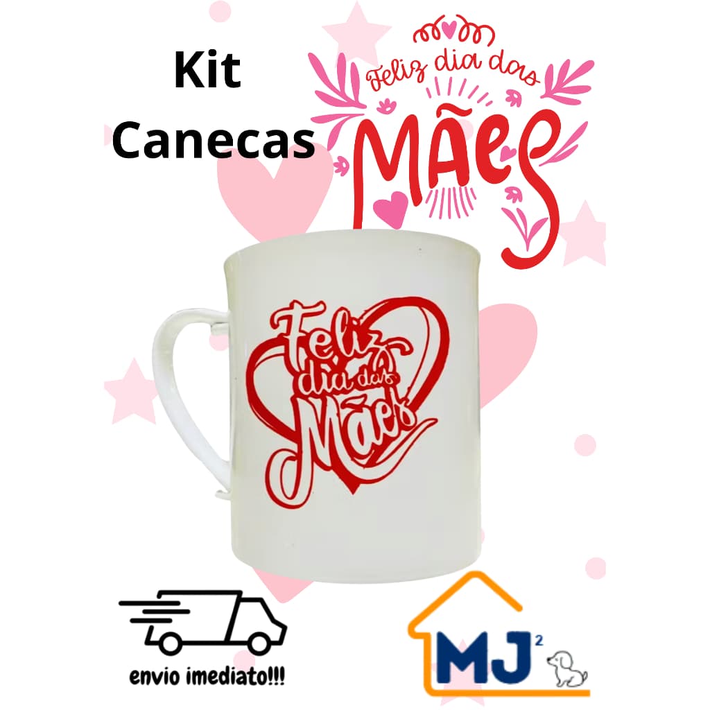 Kit 10 Canecas Plástico Feliz Dia das Mães Lembrança Brinde Presente