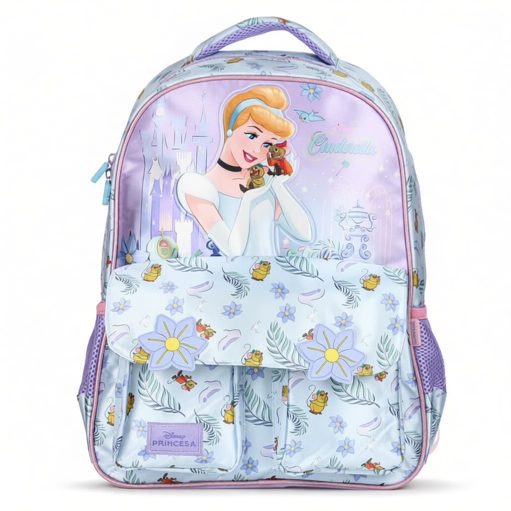 Mochila Escolar Xeryus 16 Cinderella 14732 Lilás e Azul - Infantil