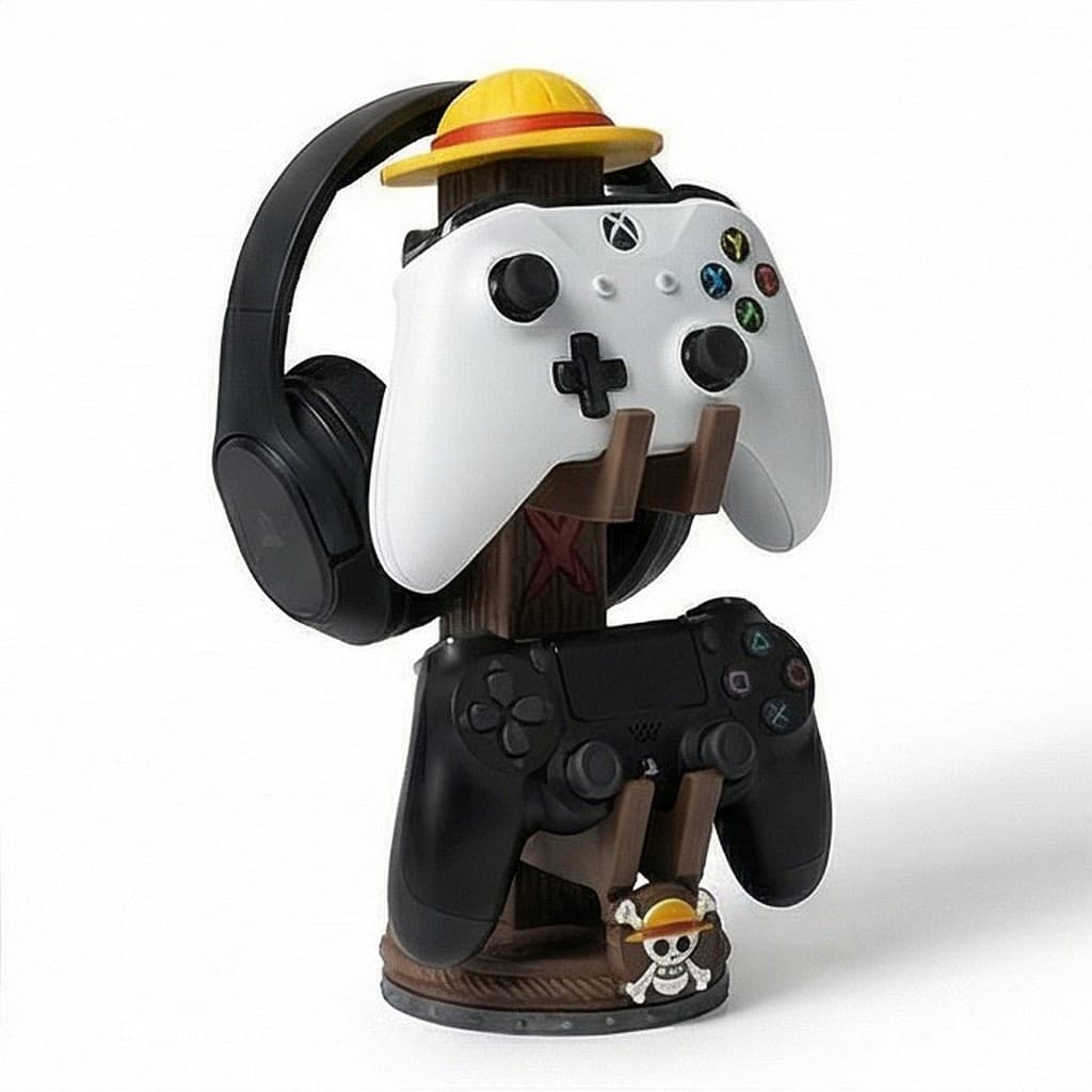 Suporte One Piece para Headset Gamer/Fone de ouvido – Com 2 Bases Extras para Controle