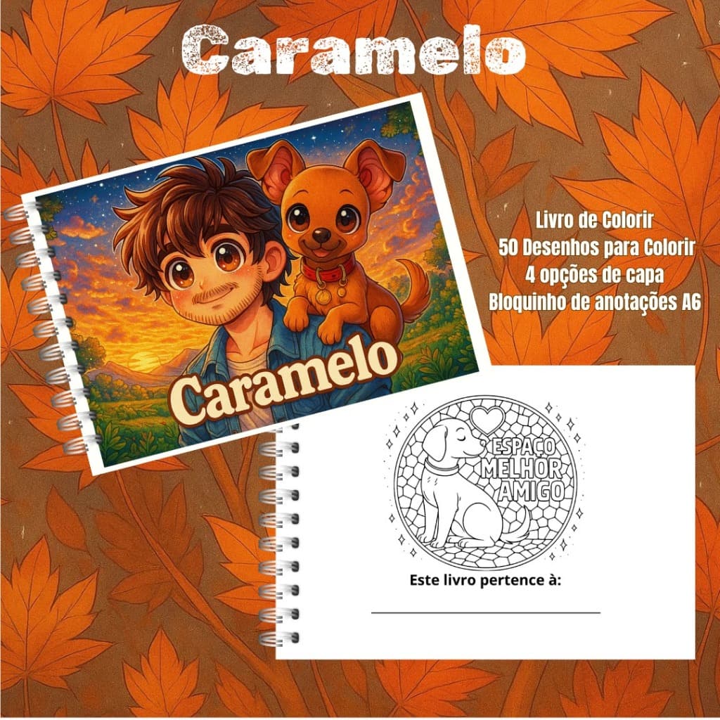 LIVRO DE COLORIR CARAMELO PERSONALIZADO COM NOME – ENVIO IMEDIATO | 50 FOLHAS DE 120G