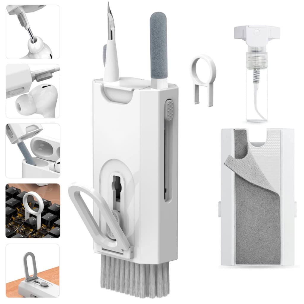 Kit Limpador De Teclado Escova Limpa Fone De Ouvido 8 Em 1 Esponja Limpeza Celular