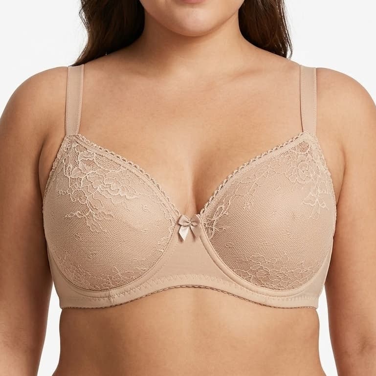 Sutiã Plus Size Reforçado Feminino com Bojo e Aro Alta Sustentação em Renda Alça Regulável