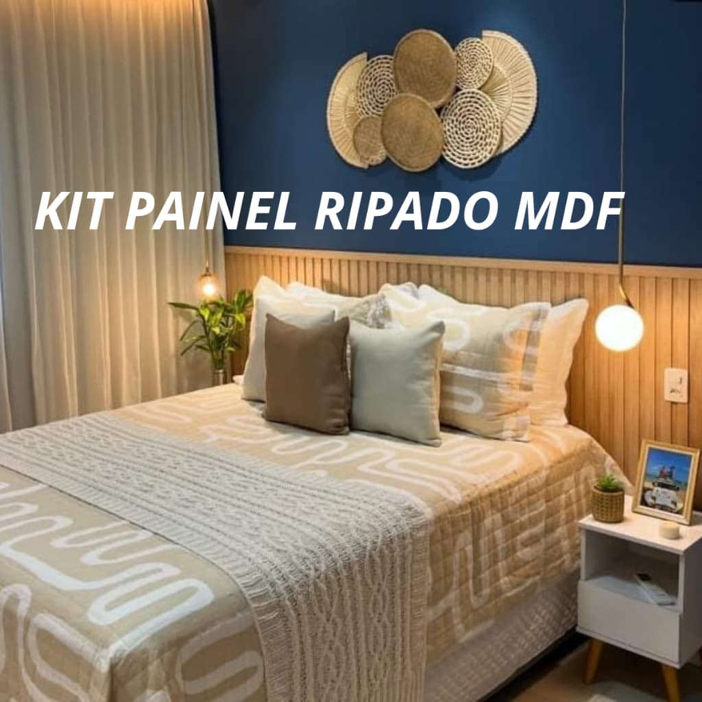 Painel Ripado de Encaixe MDF Autocolante 55cms