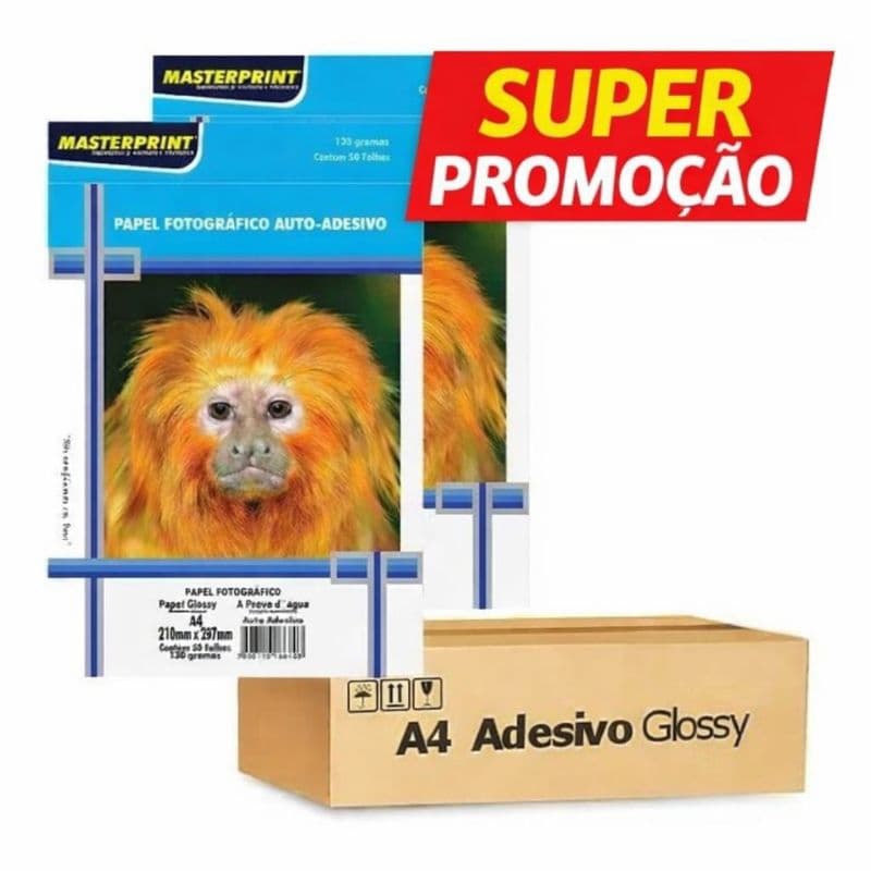 Papel Fotográfico Adesivo 130G Glossy 100 Folhas A4 MASTERPRINT (PAPEL ADESIVO).