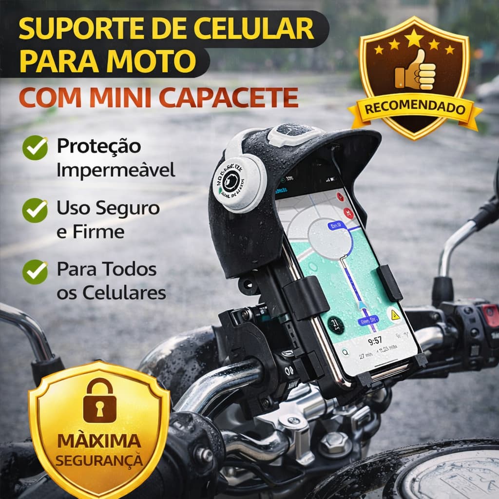 Suporte Celular Moto Bike Capacete 360° Impermeável Fixação Guidão Universal À Prova D'água