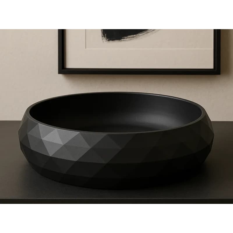 Bowl Fear de Entrada Geométrica Design Moderno Preto Fosco Tigela Organizadora