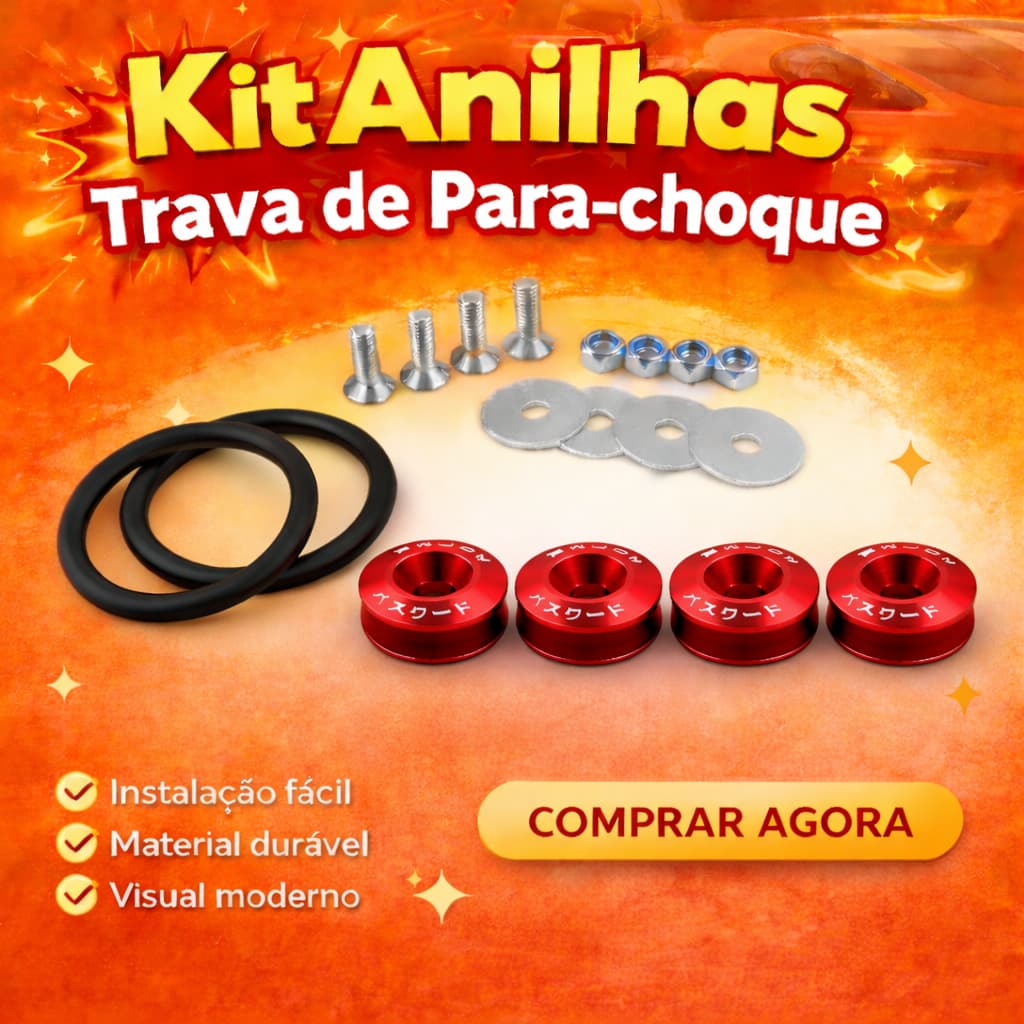 Kit 4 Pçs Anilha Trava Para-choque Automotivo/Carro. Alta Qualidade. Cor Vermelha