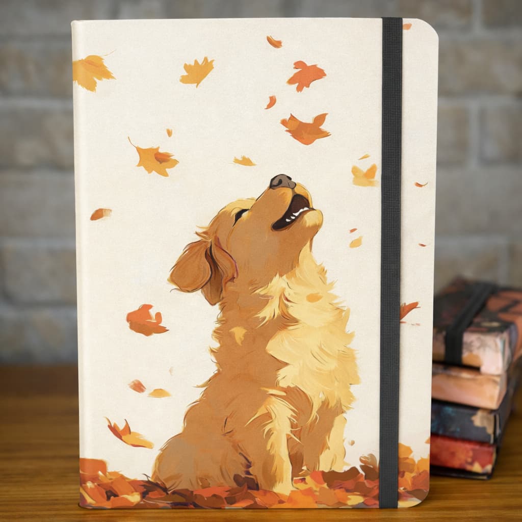 Caderno Moleskine Capa Cachorro Outono| Capa Dura 160 Pág Anotações Bullet Journal Diário- 21x14