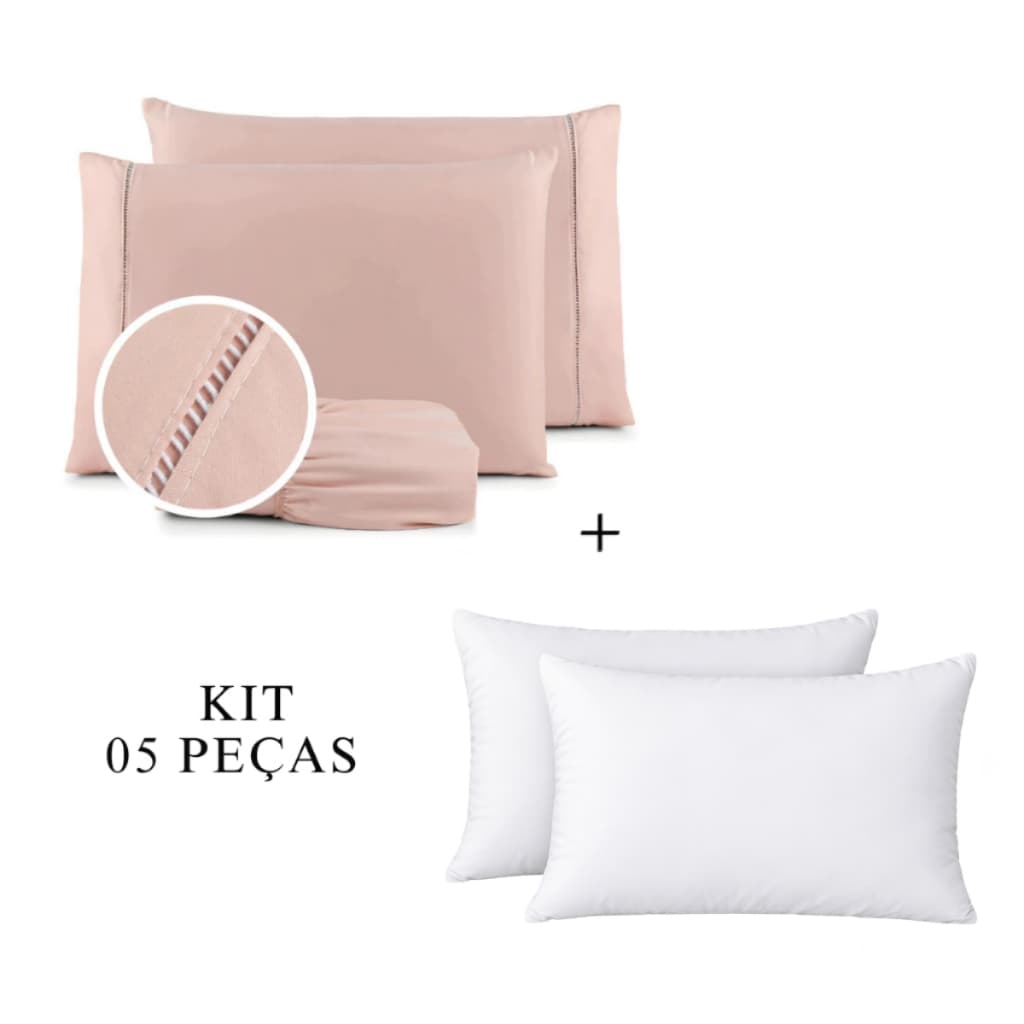 Kit Lençol Solteiro Casal Queen King  Com Lençol Elastico 400 Fios Micropercal Premium Ponto Palito