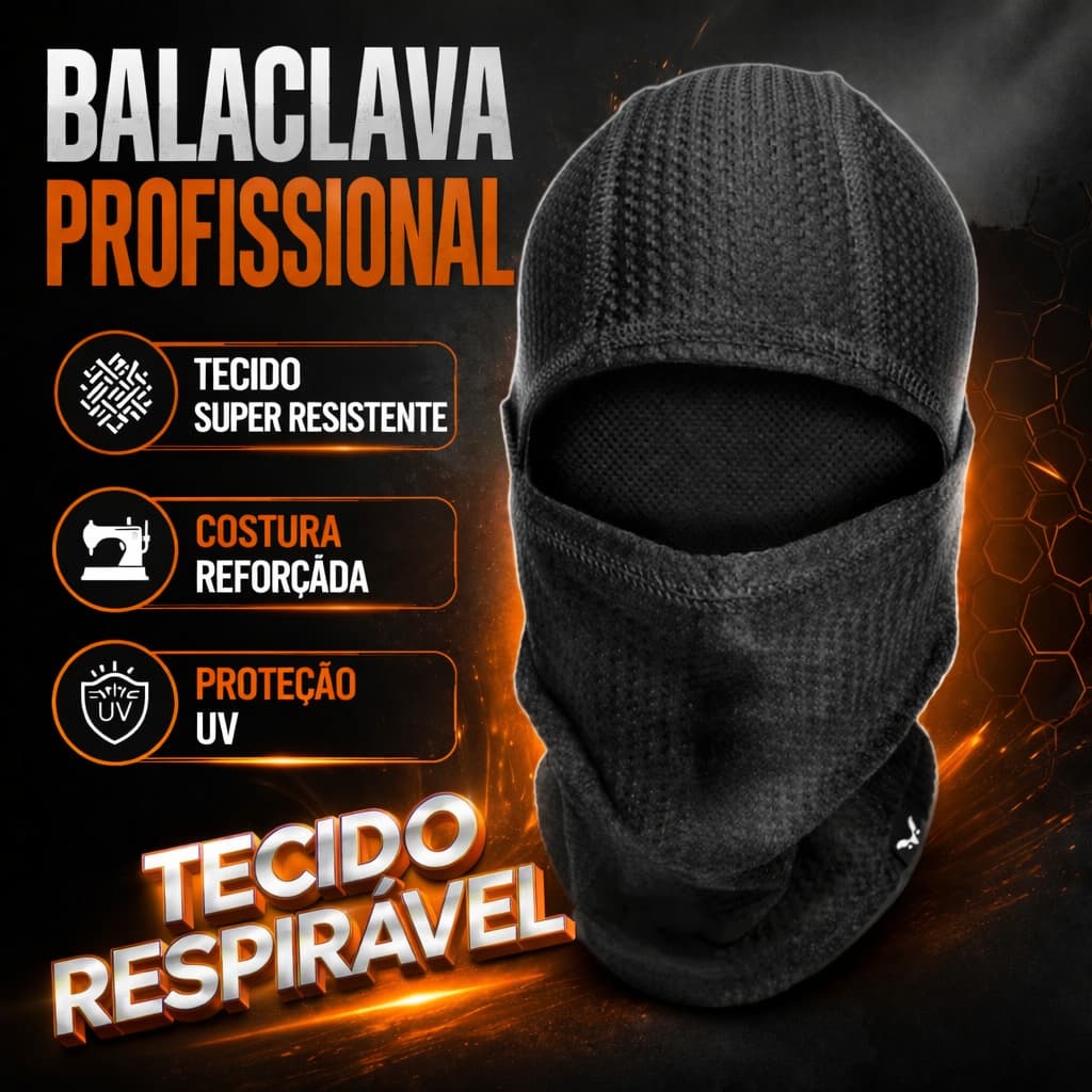 Touca Ninja Térmica Balaclava Tática Militar EPI Com Proteção Solar UV Fpu50+