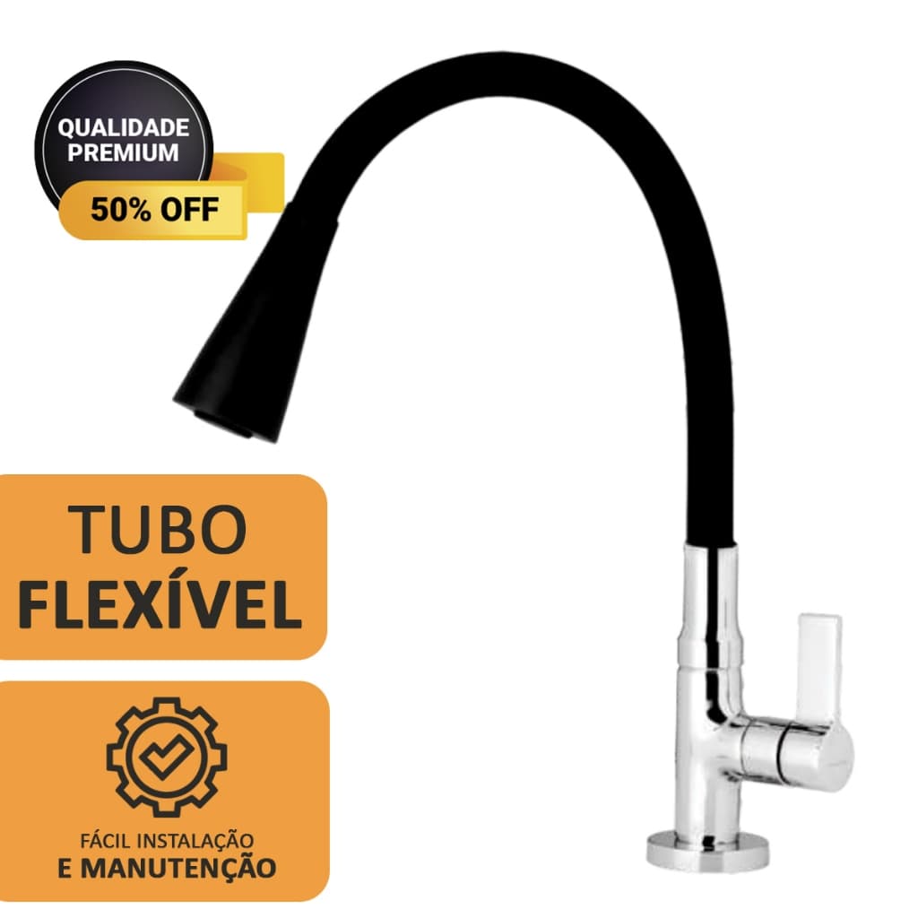Torneira Cozinha Cano Tubo Silicone Flexível 1/4 de volta Jato duplo para mesa pia bancada parede