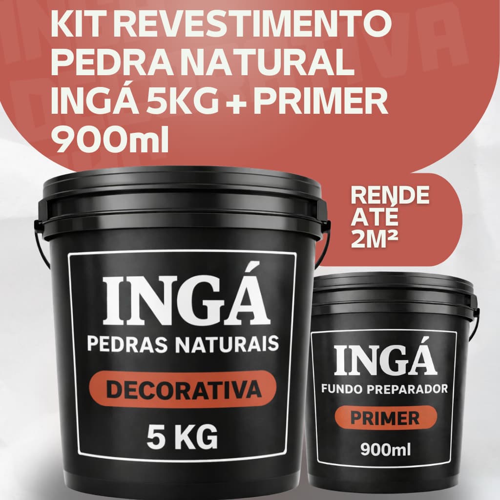 KIT REVESTIMENTO PEDRA NATURAL 5KG + FUNDO PRIMER 900ML - APLICAÇÃO EM AMBIENTES INTERNOS E EXTERNOS
