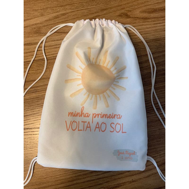 kit 10 Mochila Saco Personalizado com Nome Minha Primeira mira volta ao Sol/Lembrancinha aniversário Volta ao Sol