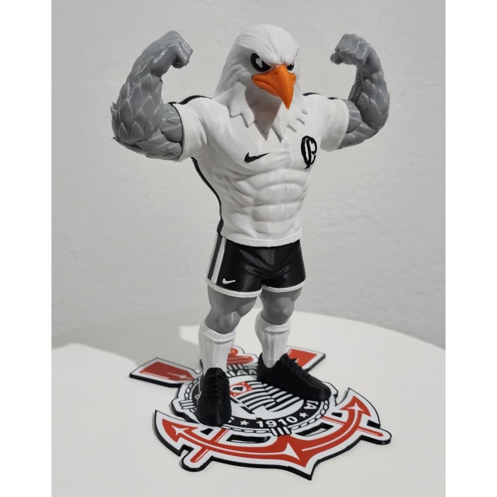 Mascote Corinthians Águia 20cm Decoração Torcedor Boneco Presente Coleção Premium