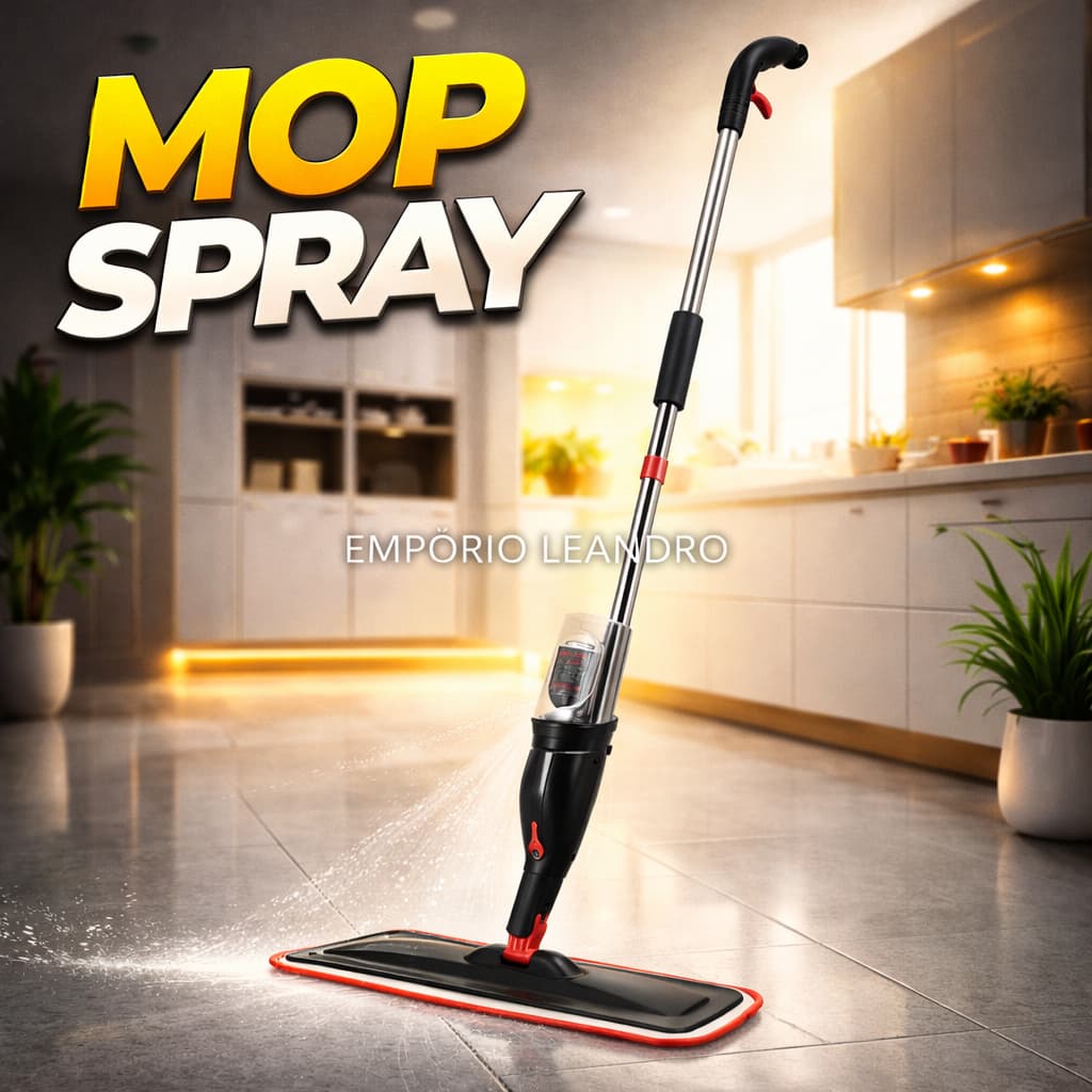 Mop com Spray e Reservatório | Vassoura Esfregão Rodo Limpeza | Mop Borrifador Multiuso