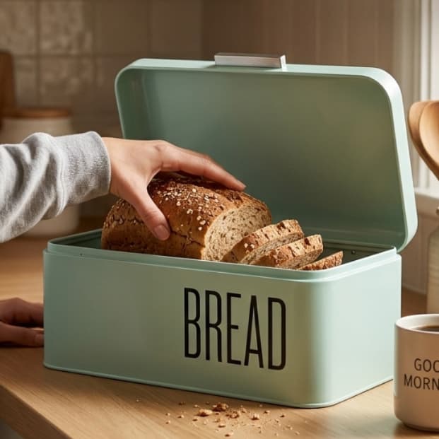 Porta Pão Silky Bread em Aço 33x18cm Organizador Moderno, Resistente e Ideal para Cozinha
