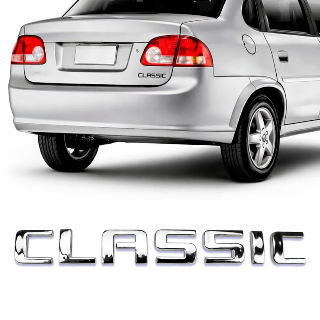 Emblema Letreiro Classic GM Corsa 2008 a 2016 Cromado Com Fita Dupla Face 3M