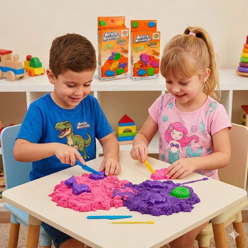 Areia Divertida Mágica Massinha Com Molde Brinquedo Sensorial Infantil Sereia Bichos Dinossauro