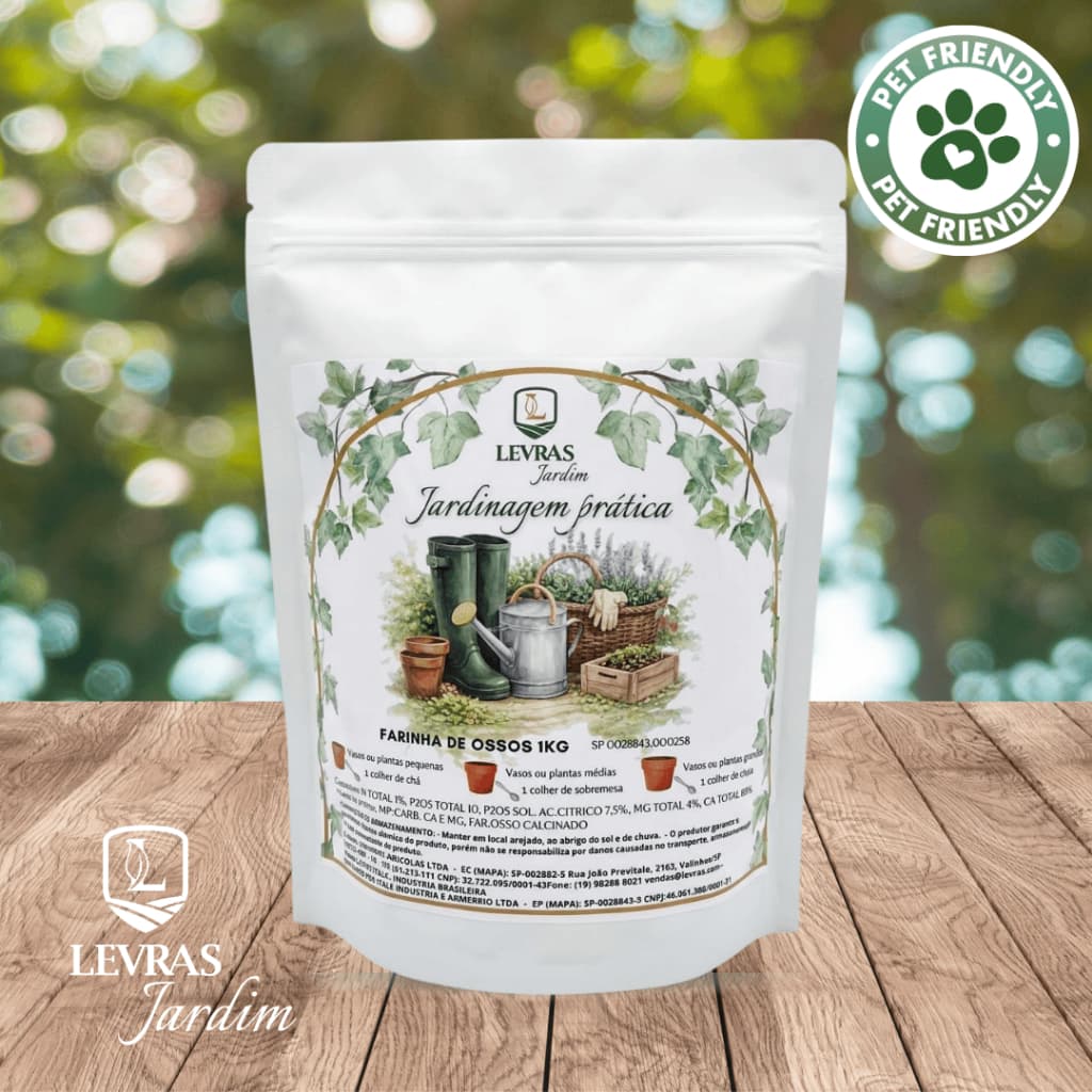 Farinha de Osso 1kg - LEVRAS JARDIM - Jardinagem Prática
