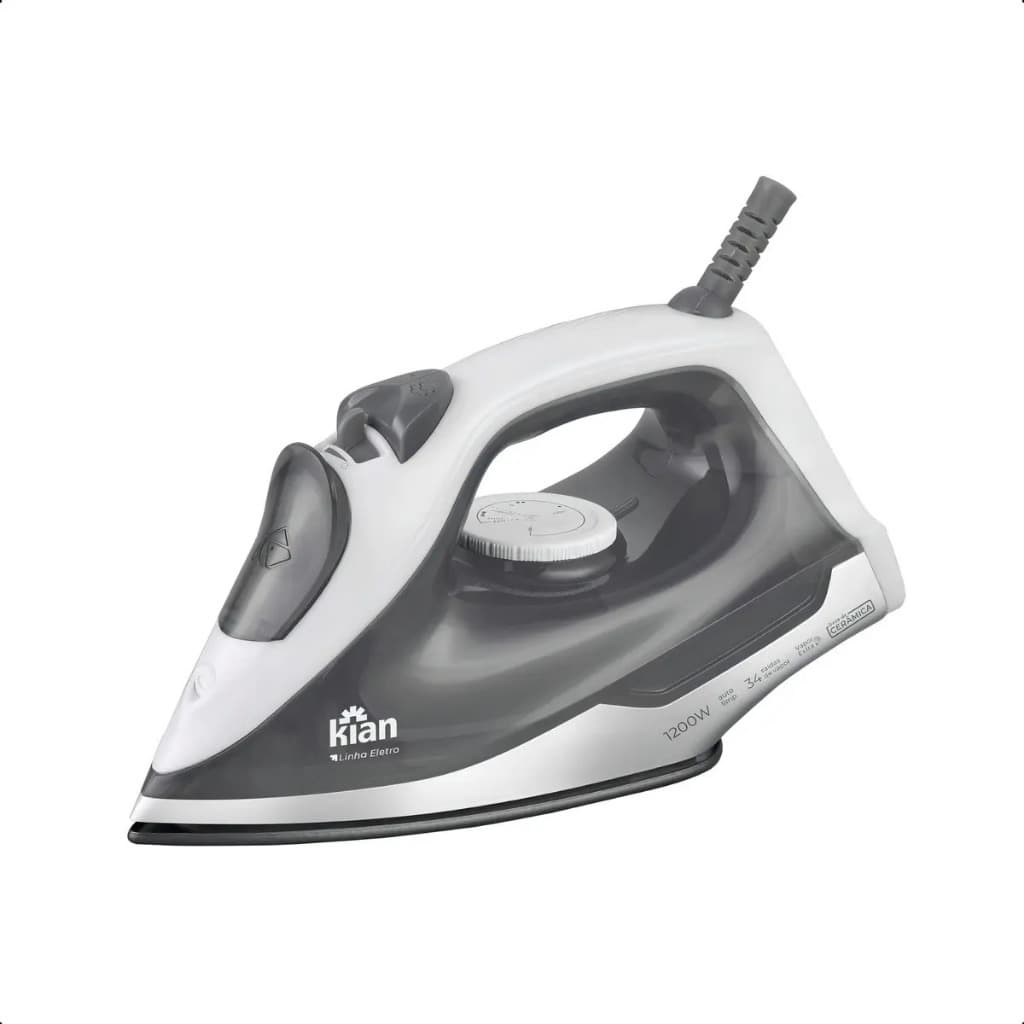 FERRO A VAPOR SPRAY CERÂMICA KIAN - 1300W 127V COR CINZA