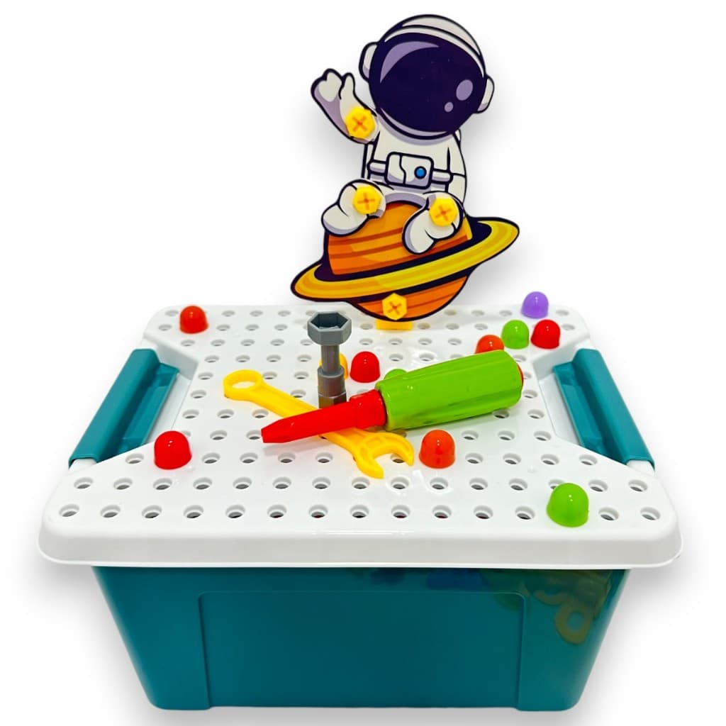Maleta Ferramentas Astronauta Furadeira Elétrica Infantil Brinquedo Montar Engenheiro Mirim Espacial Diversão Educativa