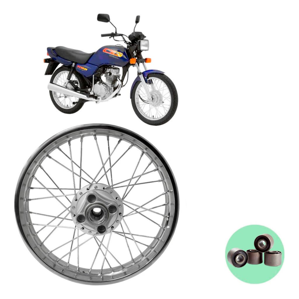 Roda Traseira + Bucha de Coroa Cg Titan 125 1995/1999 Today ML Montada Alinhada Raio 4mm
