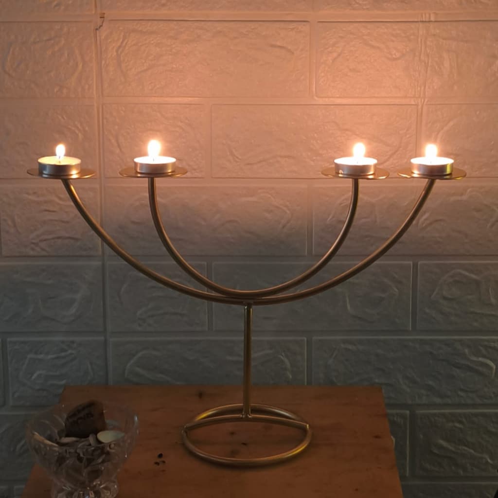 Castiçal Candelabro Clássico 4 Velas Porta Velas Artesanal em Ferro