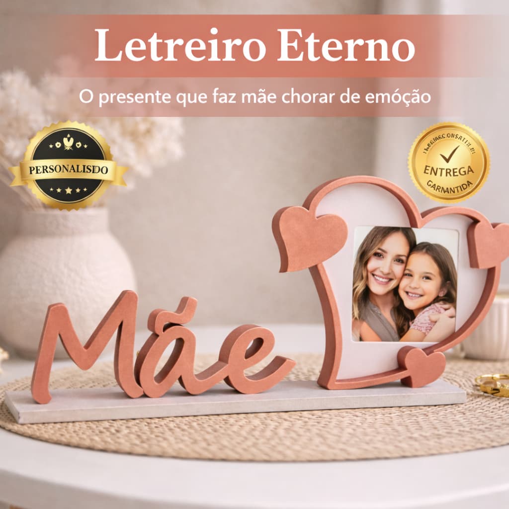 Presente Dia das Mães Presente perfeito Quadro dia das Mães Letreiro Com Foto Personalizado 23x13