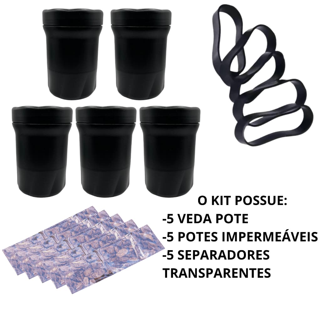 Kit 5 Potes SANREMO BLACK 500ml+5 Organizadores Militar Padrão 5 VEDA POTE Kit Campo Tático Completo