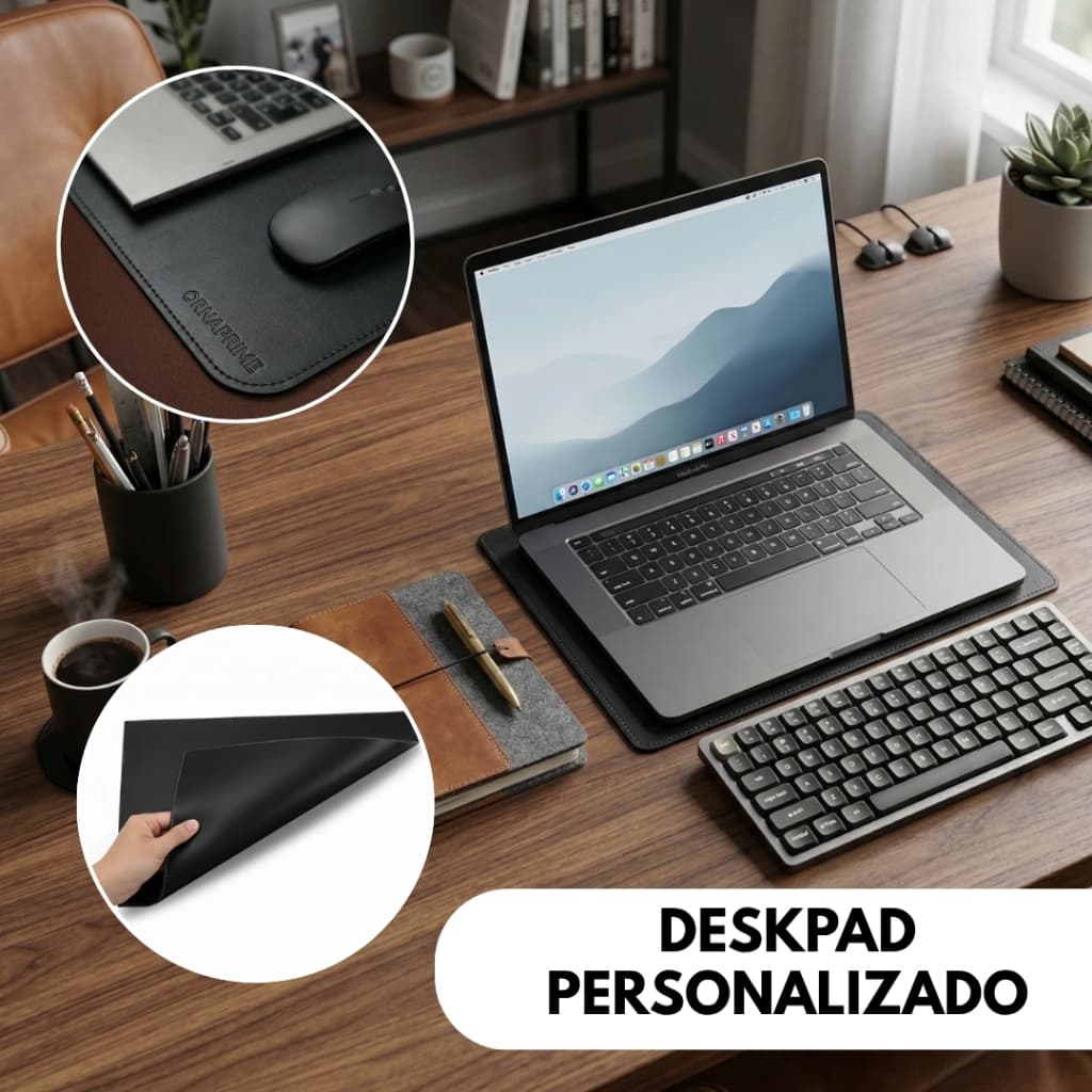 Deskpad Personalizado a Laser 45x33cm Couro Sintético Para Notebook Escritório Office Base Antiderrapante Dia dos Pais
