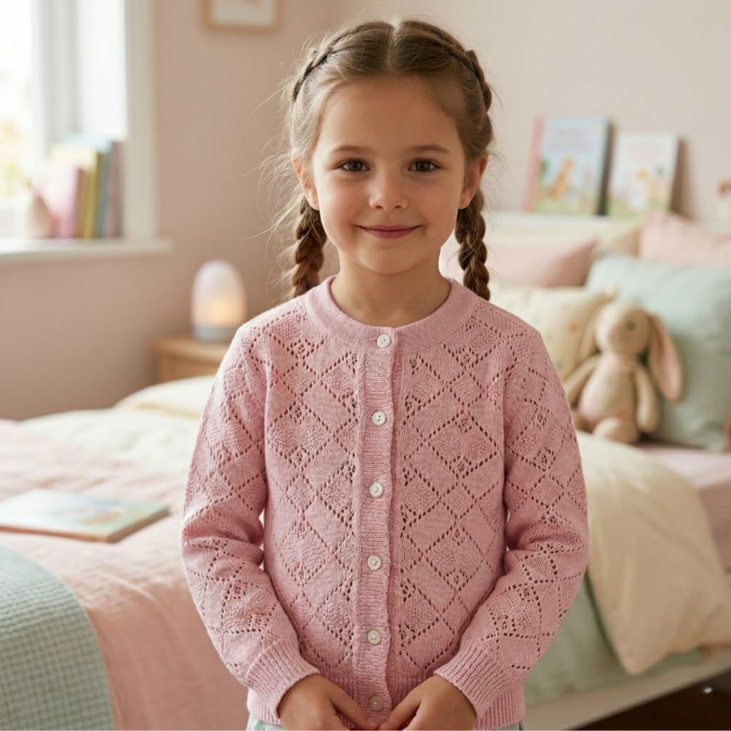 Casaco Infantil Menina Tricô Blusa De Frio Cardigan Botão