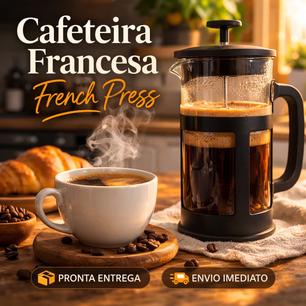 Cafeteira Francesa French Press 300ml Vidro Borossilicato Filtro Inox Café Gourmet
