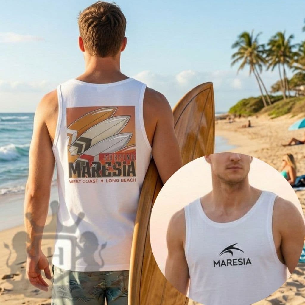 Camiseta Regata Maresia Pranchas Moda Praia e Academia 100% Algodão