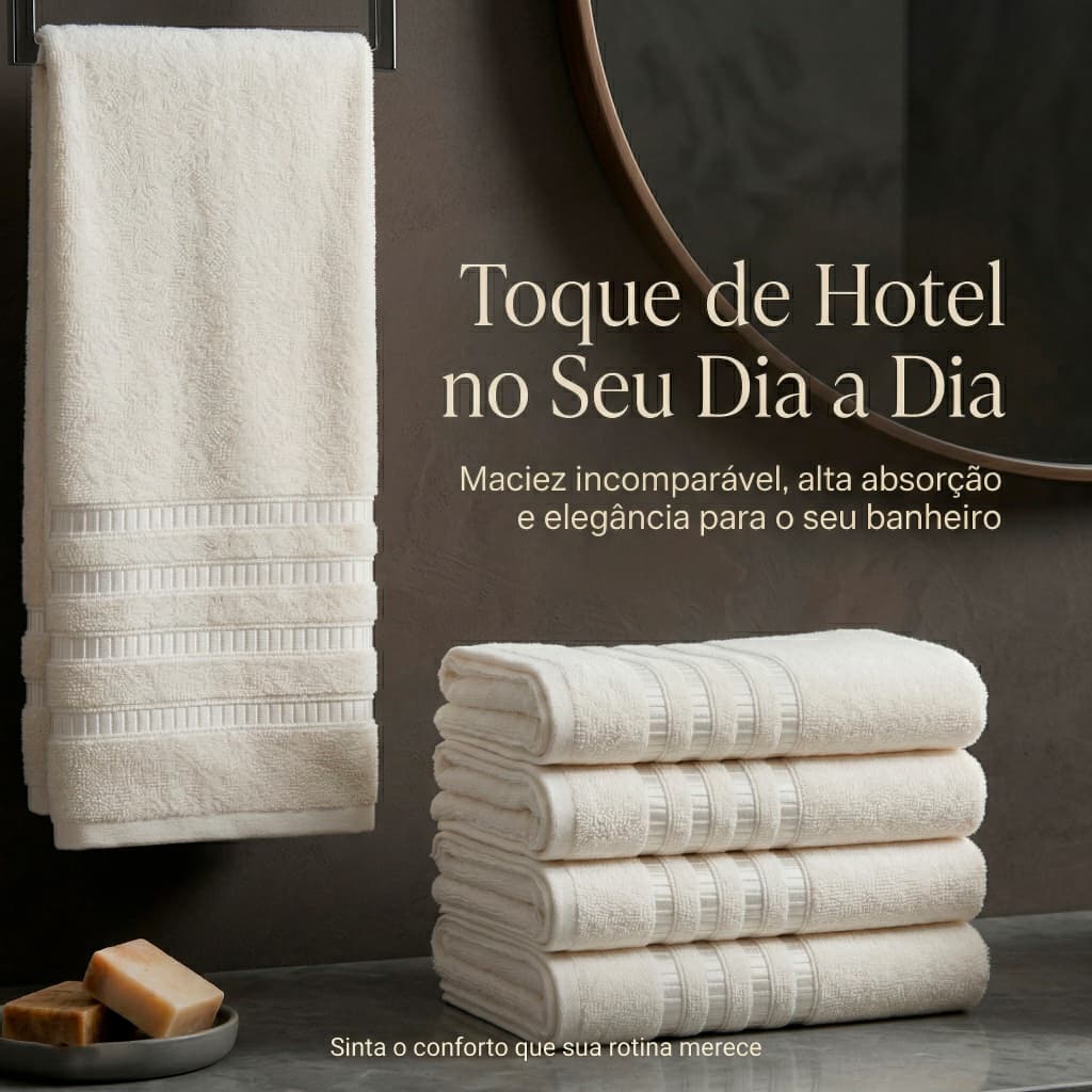 Toalha Banho Branca 70x130 Macia Alta Absorção Algodão Coleção Esmeralda