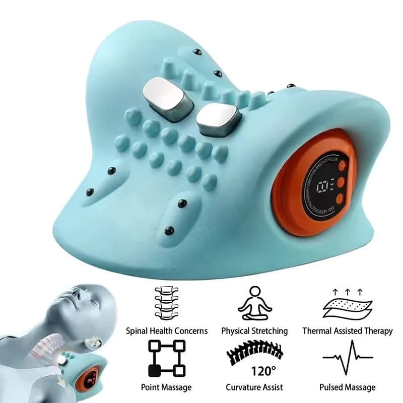 Electric Cervical Massager Neck Traction Pulse Heating Pain Relief Chiropractic Head