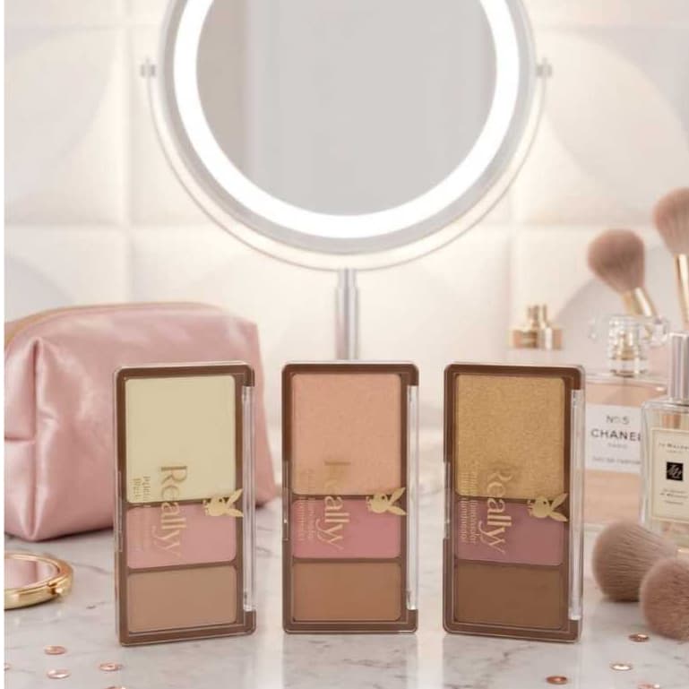 Paleta Trio Playboy Really – Iluminador, Blush e Contorno