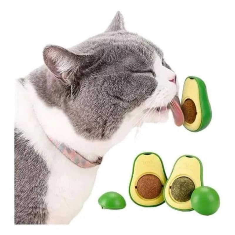 🥑 Brinquedo Abacate Catnip para Gatos – Lambe-Lambe com Erva-do-Gato | Fixação Adesiva | Material Atóxico