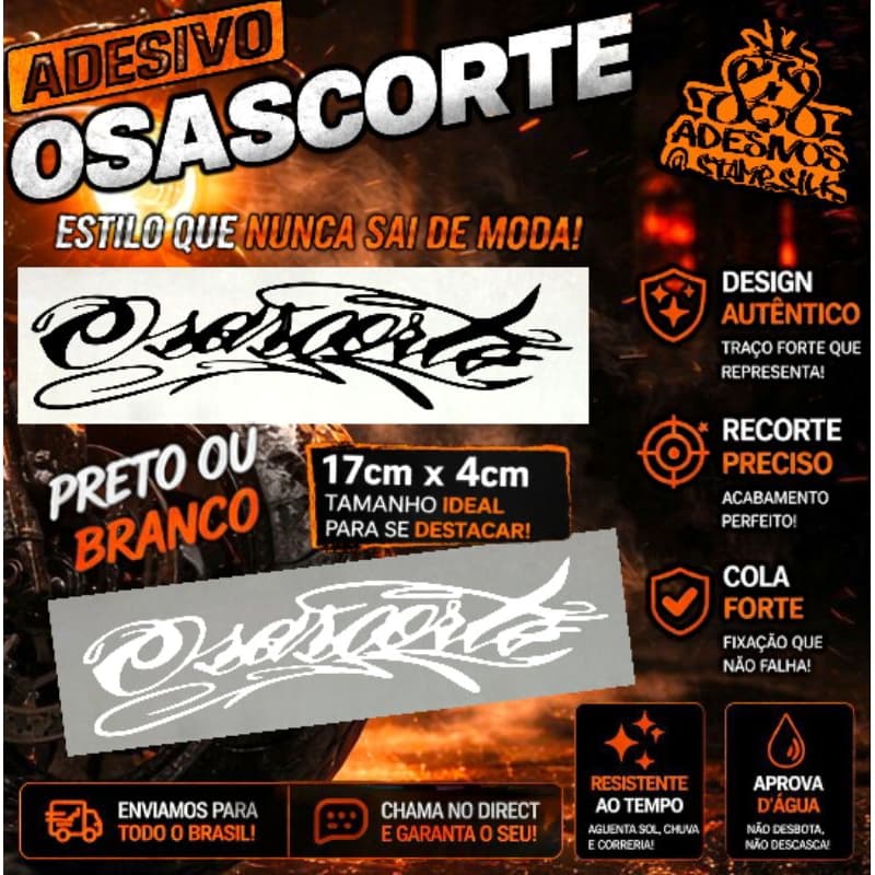 Adesivo Osascorte 17x4cm Vinil | Para Bike Moto | À Prova D’Água | Recorte Eletrônico